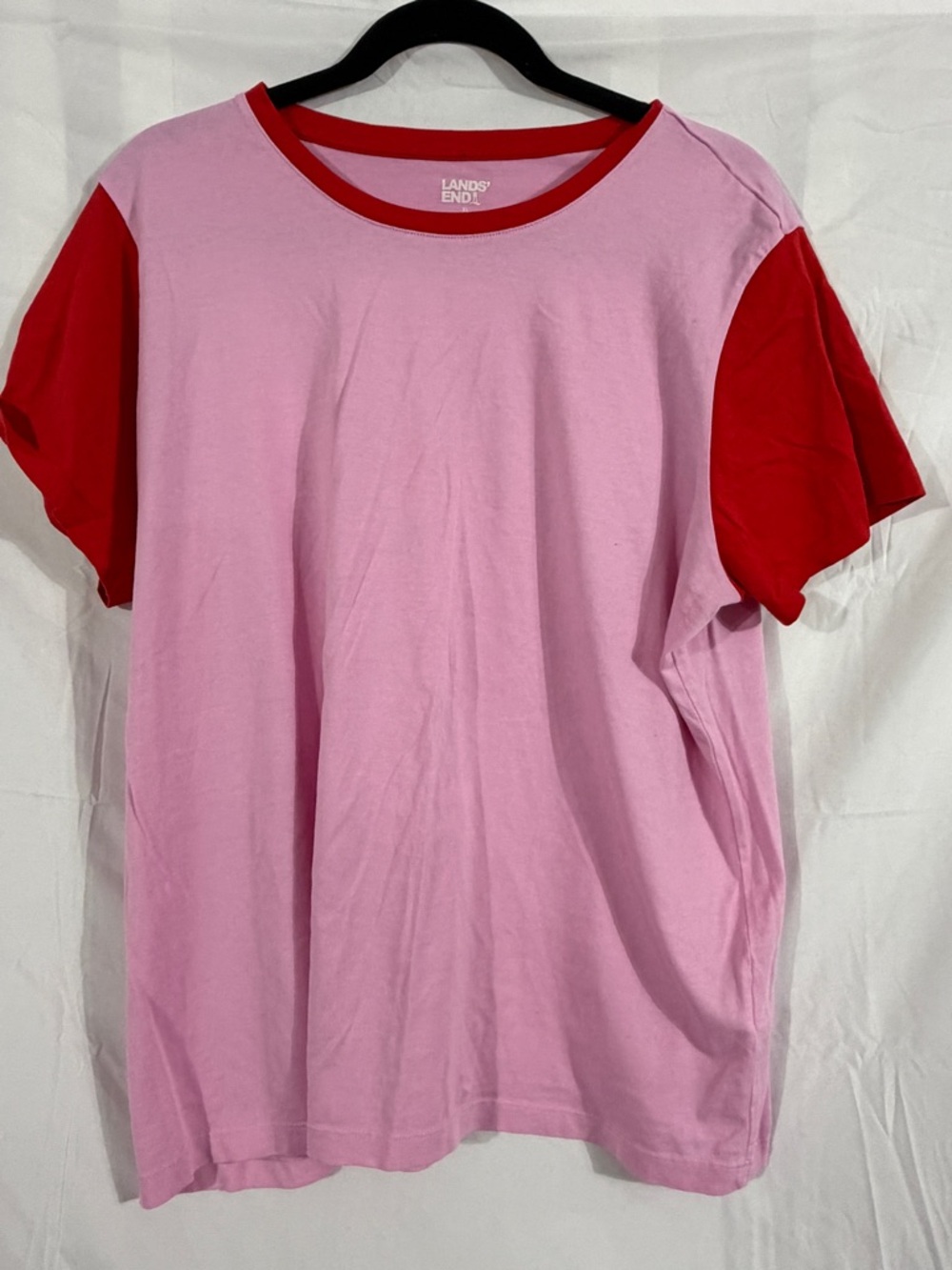 Lands' End Women's Pink & Red Colorblock T-Shirt Size XL (18